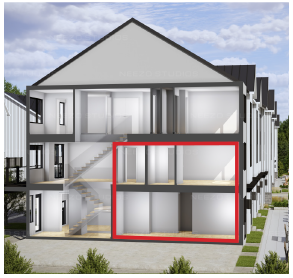 The Spray building section rendering